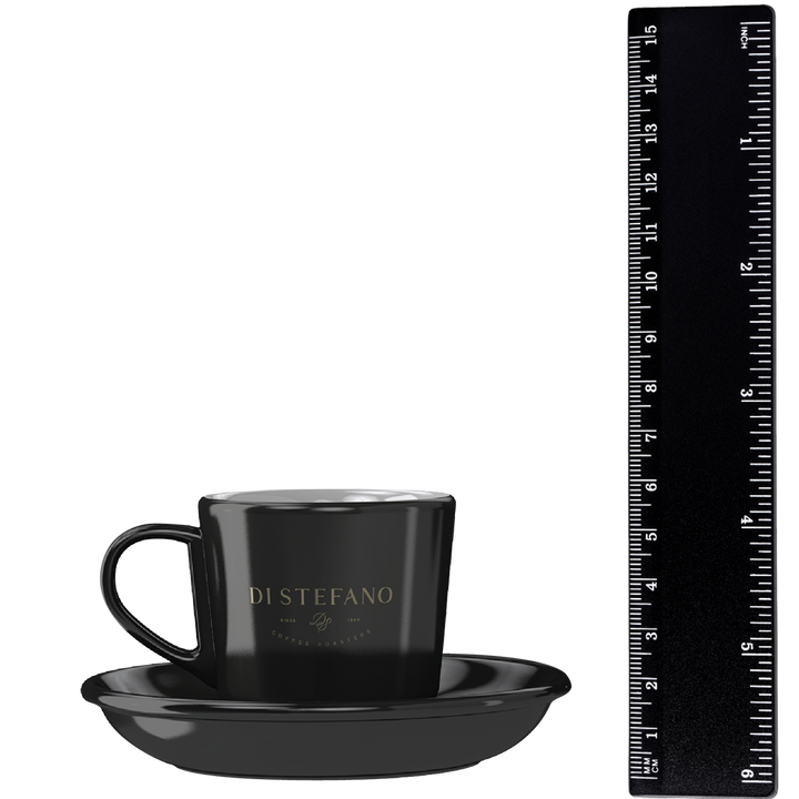 Deluxe cappuccino cups showing 6cm height ruler