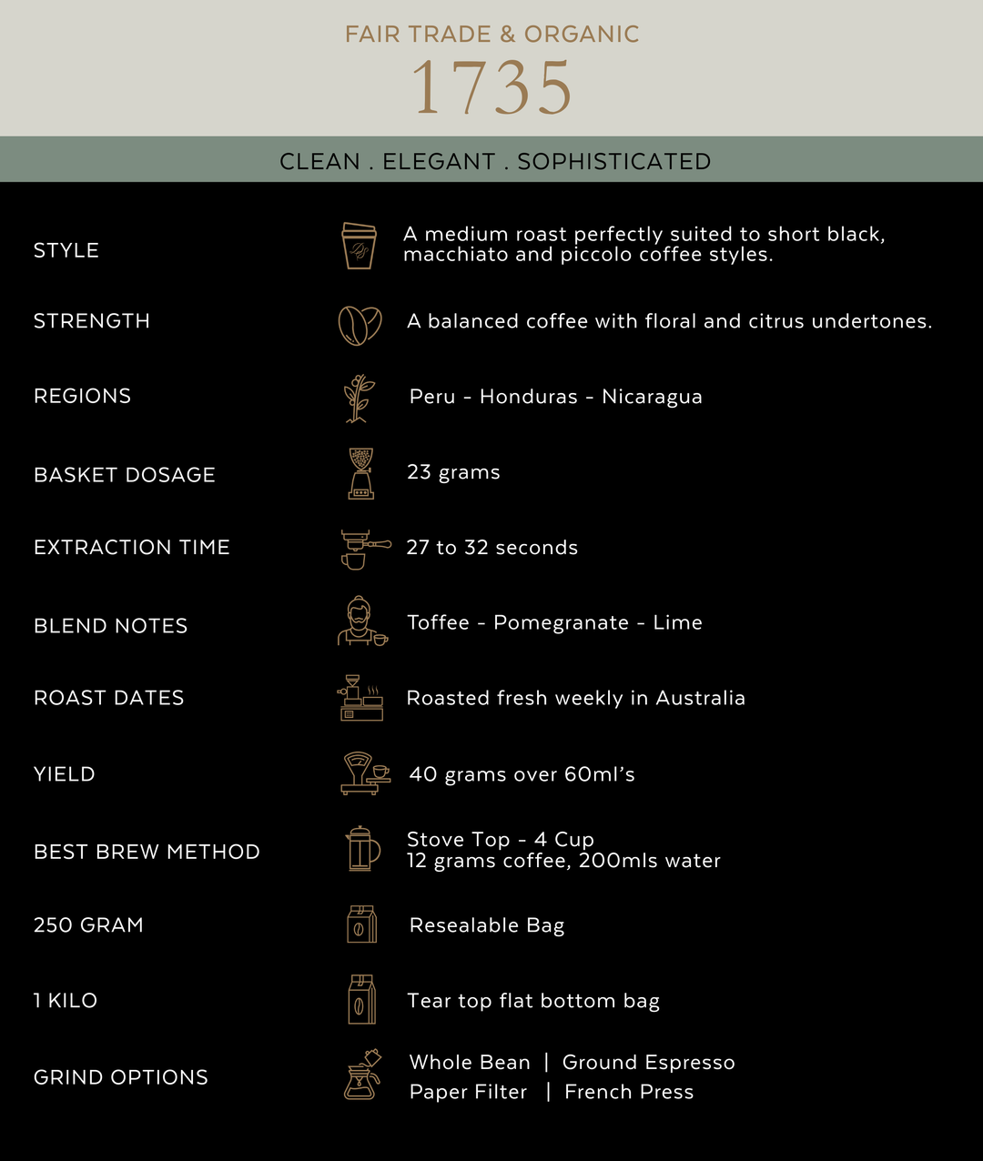 Di Stefano 1735 Organic Coffee Beans 250g