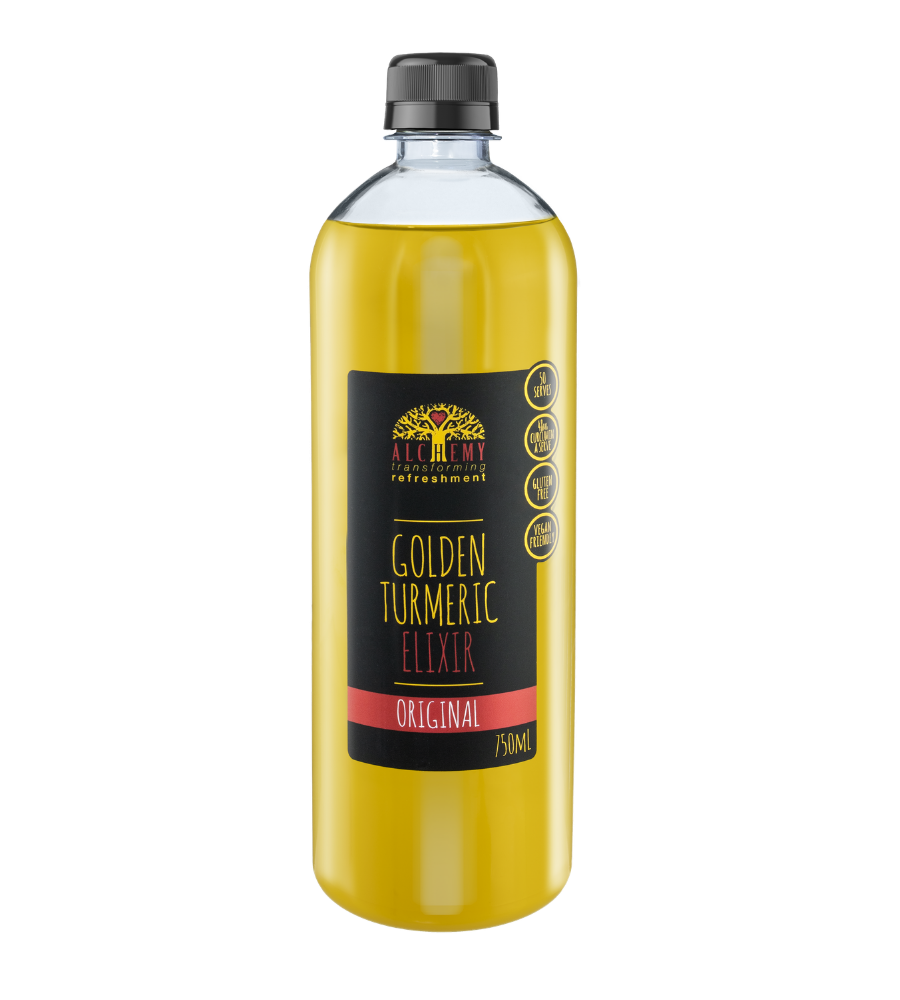 Front of alchemy bottle turmeric elixir
