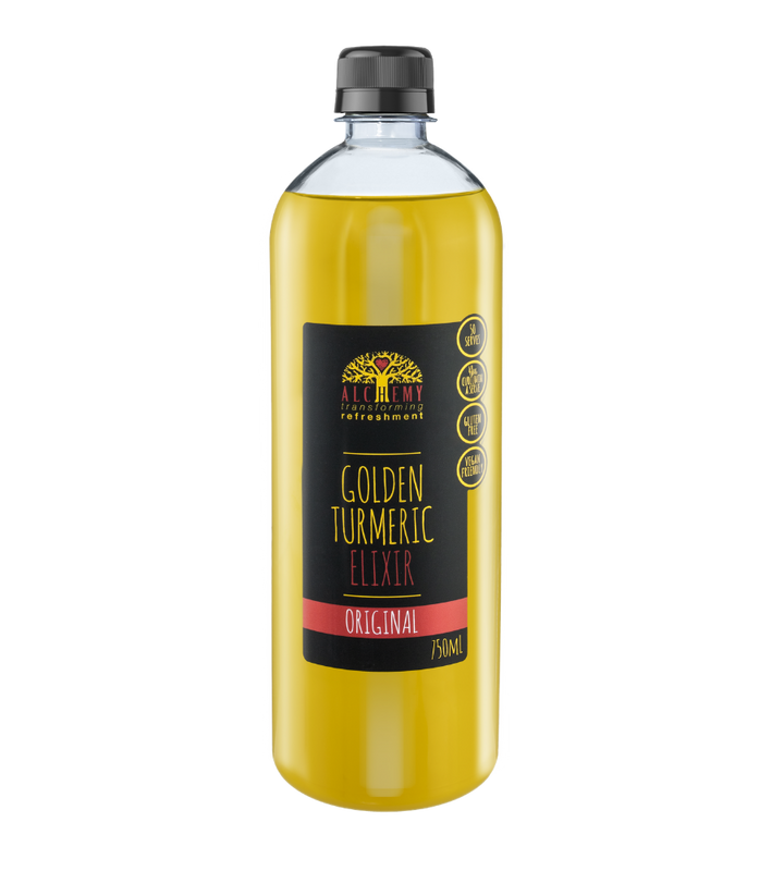 Front of alchemy bottle turmeric elixir