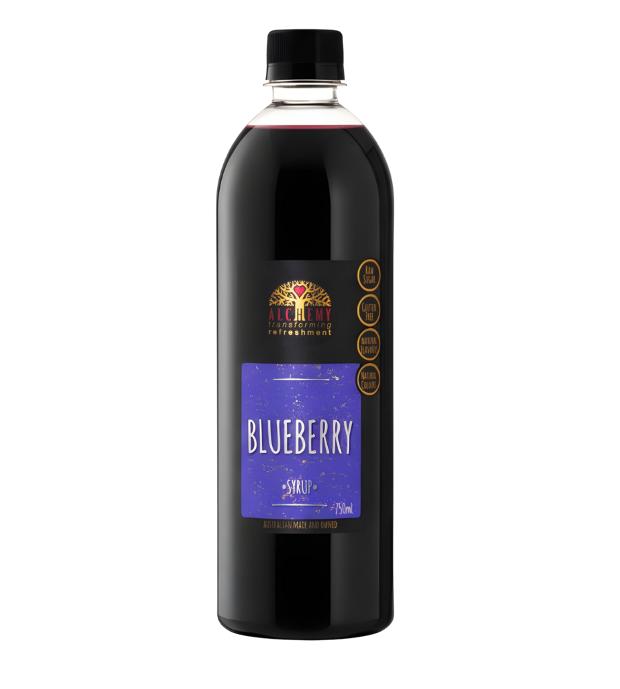 Front of bottle premium alchemy blueberry syrup