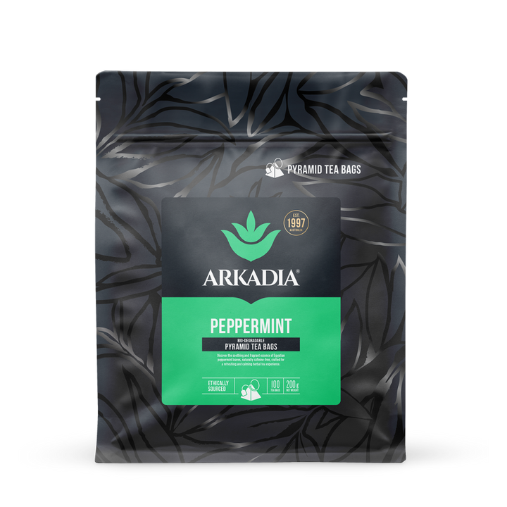 Arkadia peppermint pyramid tea bags pack