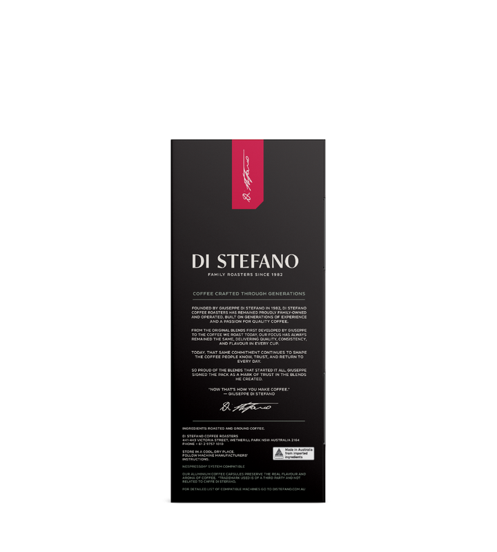 A tall black product box for Di Stefano coffee