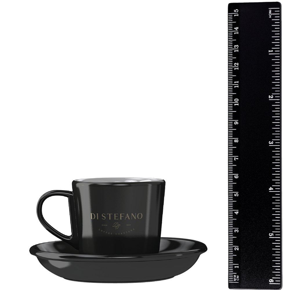 Deluxe cappuccino cups showing 6cm height ruler