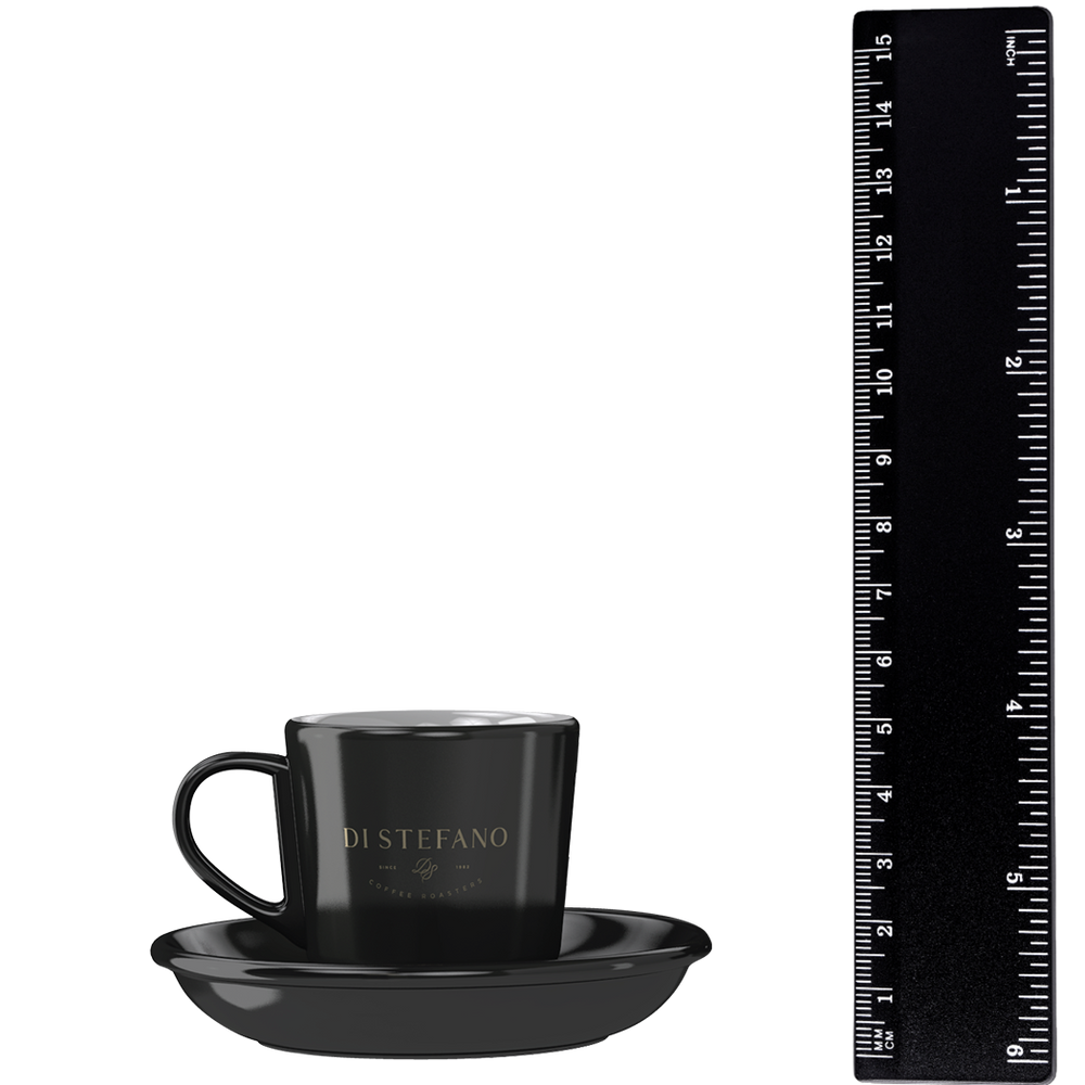 Quality espresso cups  showing 5.5cm height ruler