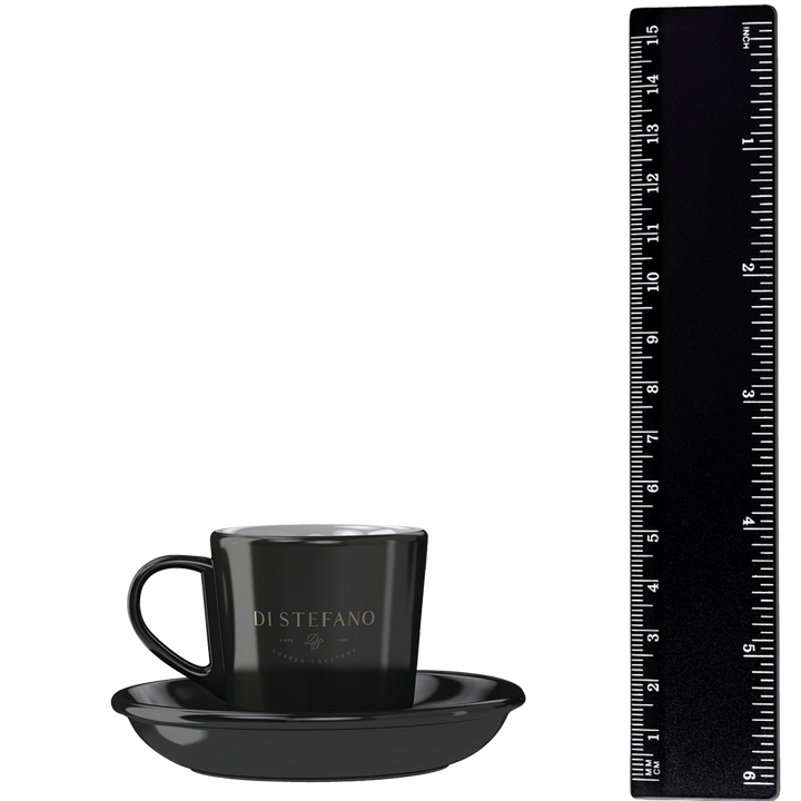 Quality espresso cups  showing 5.5cm height ruler