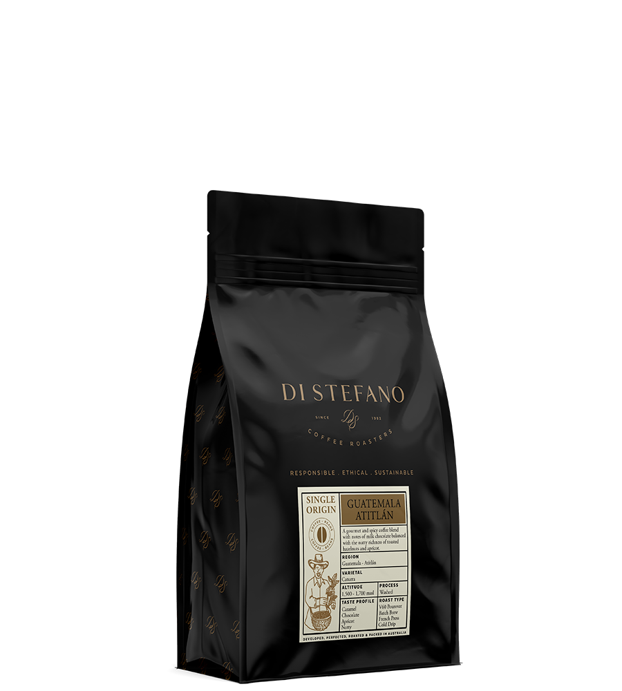 Image of front side view Atitlan coffee bag