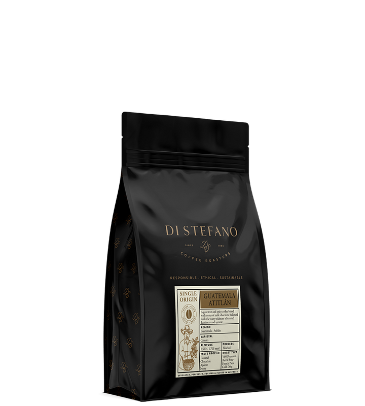 Image of front side view Atitlan coffee bag