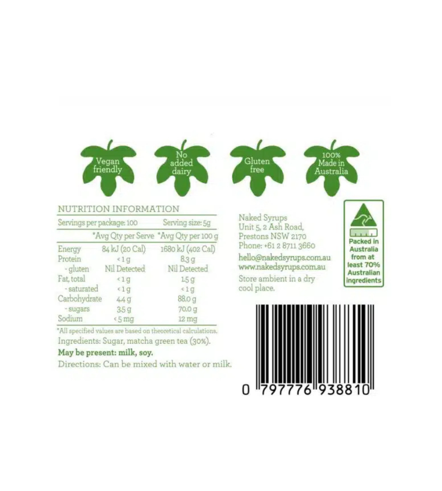 Image of ingredients for matcha powder