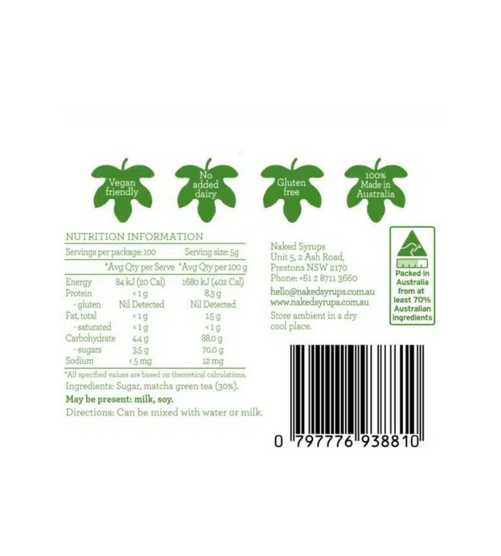 Image of ingredients for matcha powder